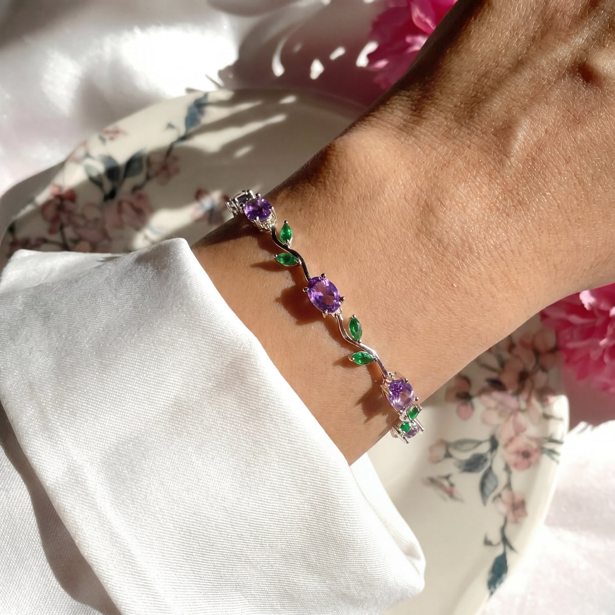Luminous Design Gold Plated Crystal Stones Tulip Bracelet for Girls/Women