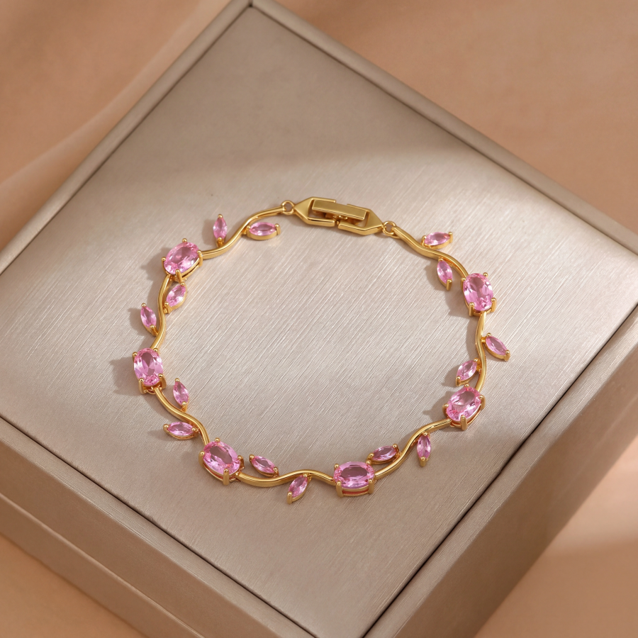 Luminous Design Gold Plated Crystal Stones Tulip Bracelet for Girls/Women (Copy)