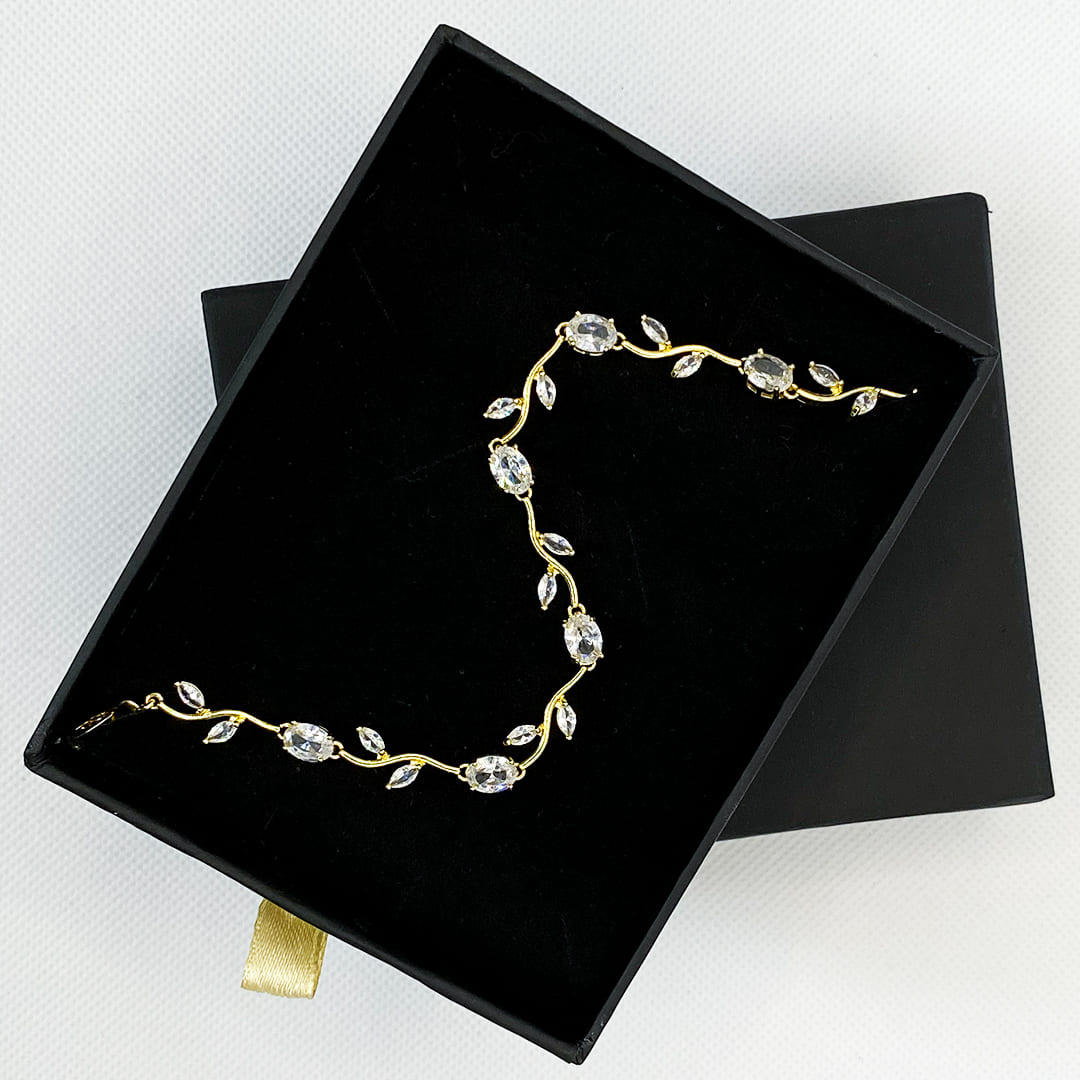 Luminous Design Gold Plated Crystal Stones Tulip Bracelet for Girls/Women